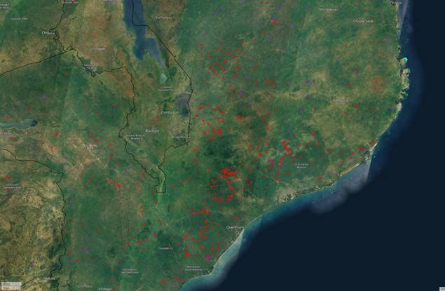 Figure 9 Active Fires in Mozambique and neighboring areas, data by MODIS, 21 - 22 September 2022, based on the GWIS..jpg Figure 9 Active Fires in Mozambique and neighboring areas, data by MODIS, 21 - 22 September 2022, based on the GWIS..jpg